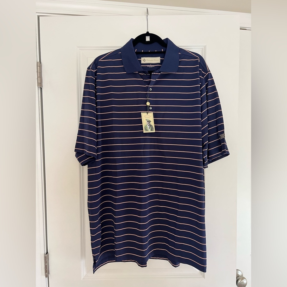 NWT Blue Striped Polo Shirt by Donald Ross
